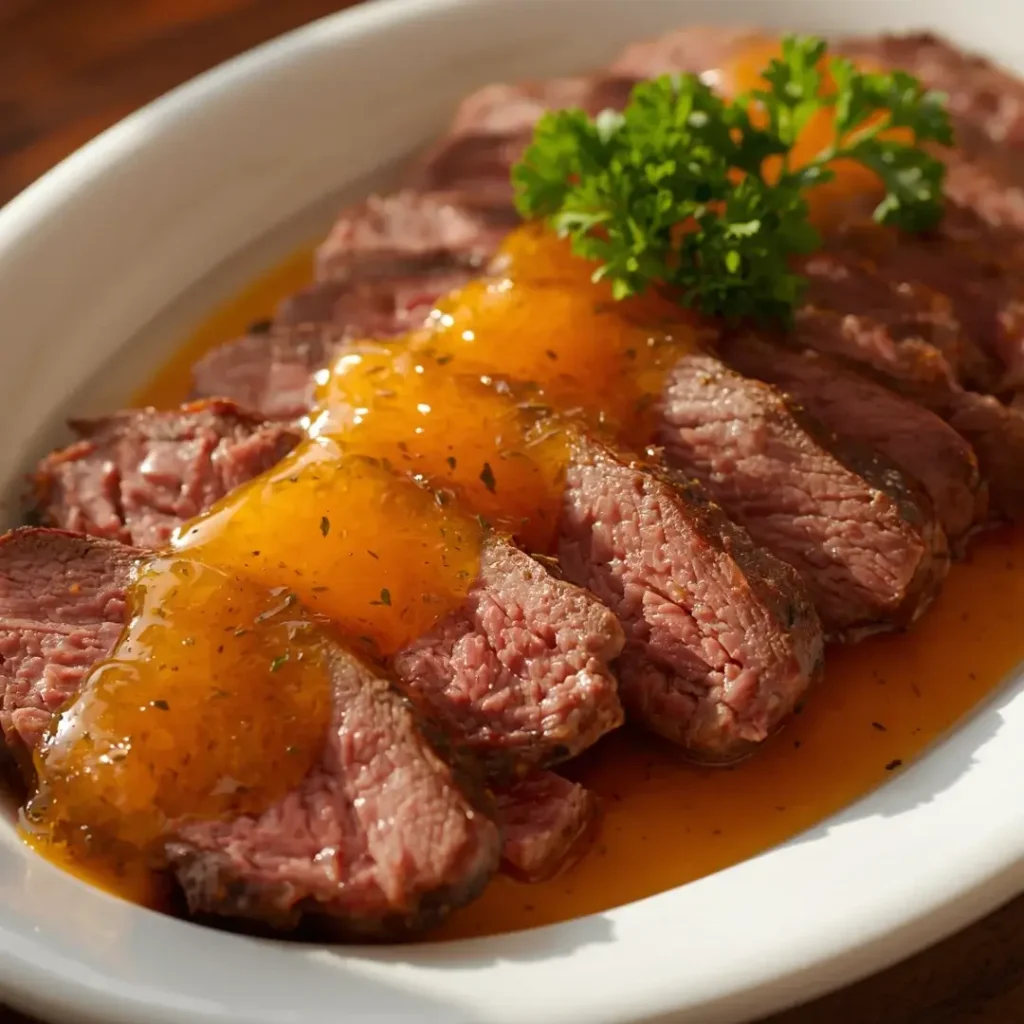 Carne Assada com Molho de Laranja