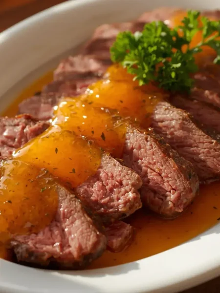 Carne Assada com Molho de Laranja